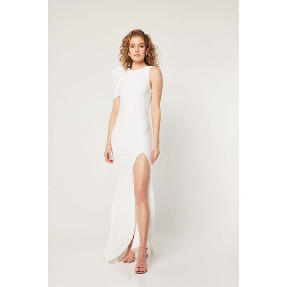 Elliatt Hensley Gown Dress Ivory Evening Maxi Dress size S Bridal Bachelorette - Picture 2 of 7